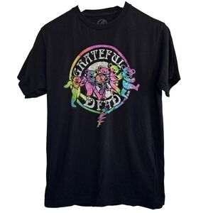Grateful Dead Shirt Dancing Bears Rainbow Graphic Band Tee Metal Punk Black SzM